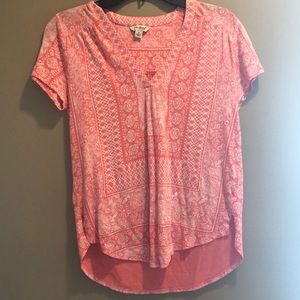 Lucky Brand women’s tunic short sleeve coral boho